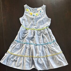 Youngland Blue Embellished Ruffled Sundress